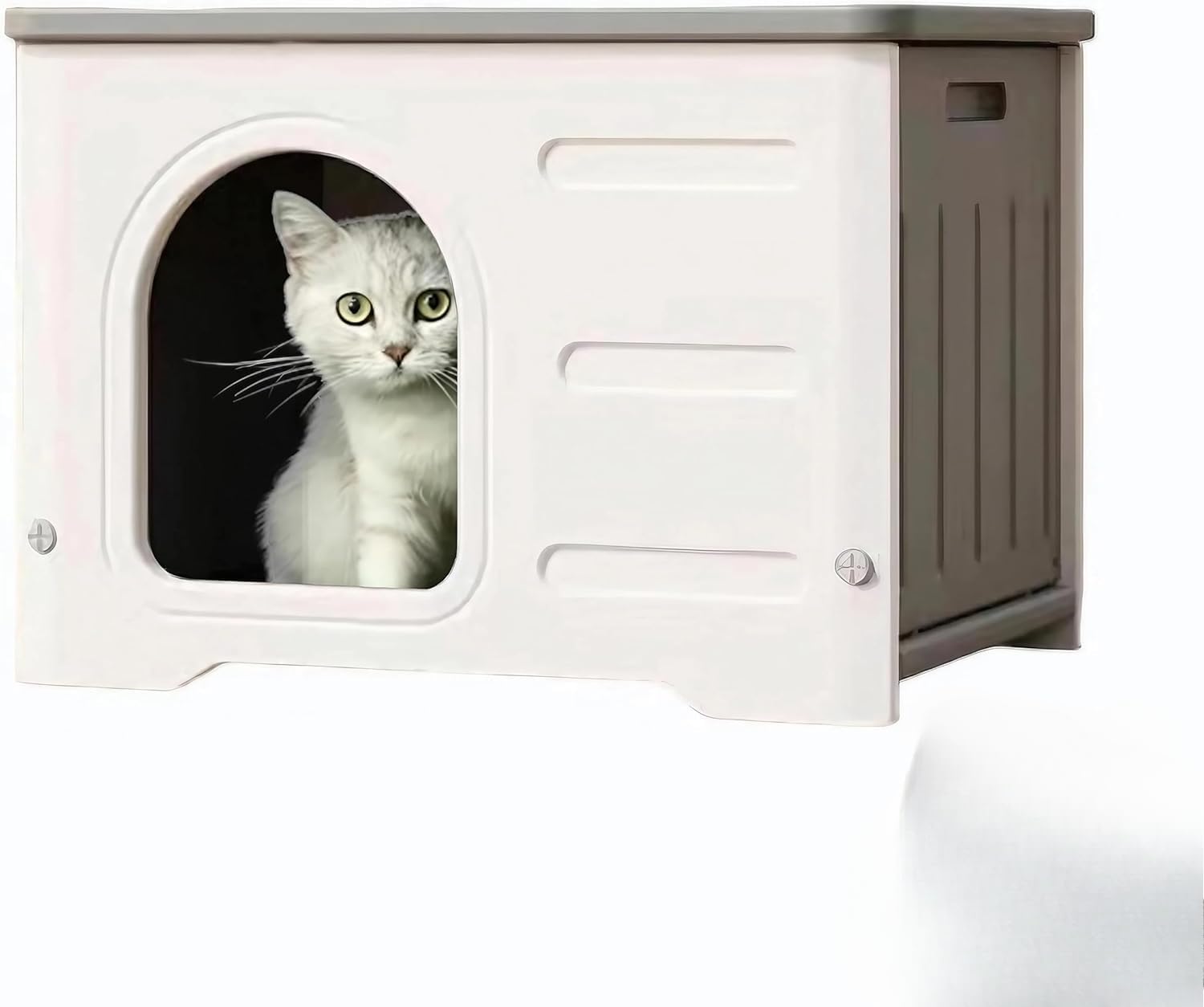 外猫ハウス 屋外 防水 環境に優しい外猫ハウス 屋外 防水, 無毒無臭 HDPE防水素材の猫小屋 屋外, 取り外し可能なデザインの猫ハウス 屋外, 日差しと雨を防ぐ, 掃除が簡単(グレー) (L,ピンク)｜H＆B JAPAN