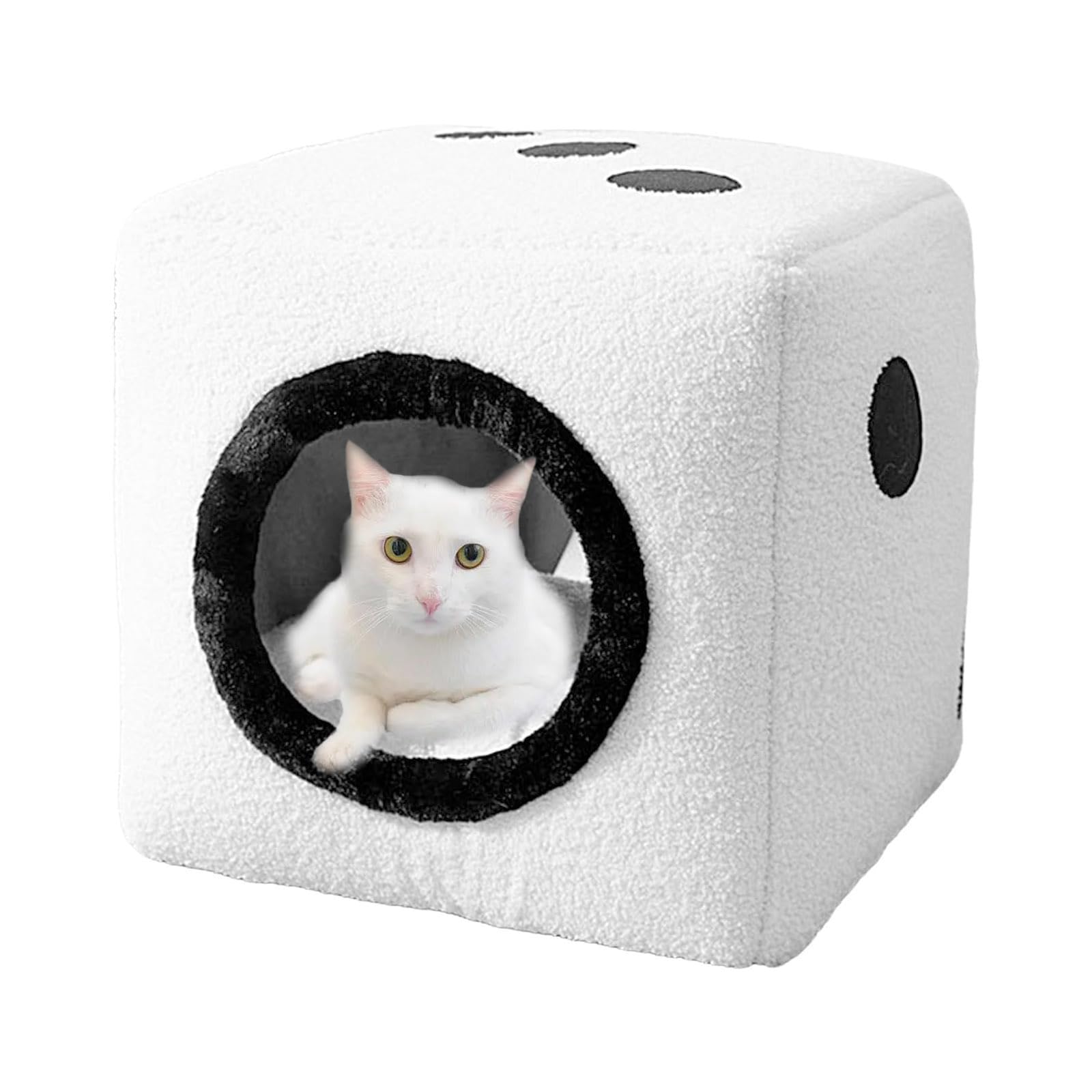 冬猫ハウス、サイコロ型冬折りたたみぬいぐるみ犬ハウス、居心地の良いキューブ猫ベッド、小型犬ベッド、睡眠、休憩、昼寝用の柔らかいペットベッド,白,M｜H＆B JAPAN 8,157円