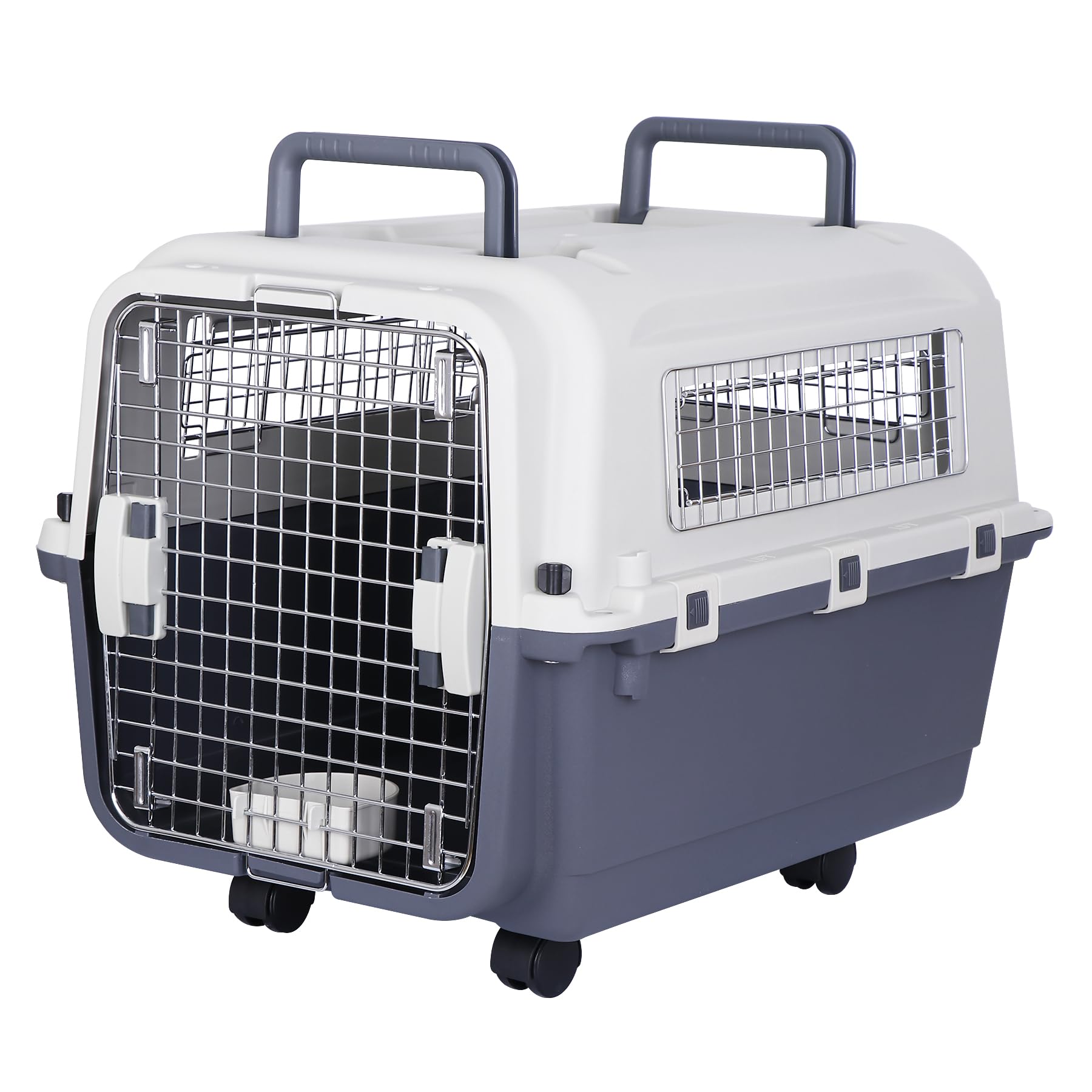 ペットキャリー 犬 クレート 犬 中型犬 大型犬 小型犬 猫 子猫 キャリーケース ハードクレート ペットクレート キャリーバッグ 多頭飼い 動物用 車 新幹線 飛行機対応 持ち運び 取っ手付き 航空輸送ボックス プラスチック製 頑丈耐用 組立簡単 ハードキャリー 犬クレー｜H＆B JAPAN