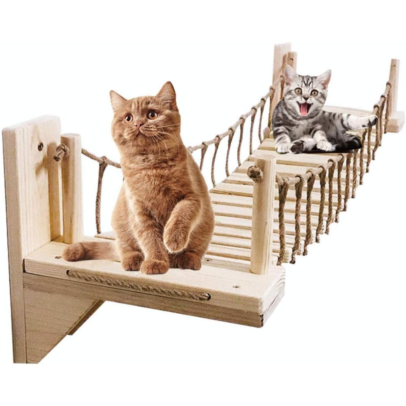 ペットのおもちゃキャットタワー運動不足木製 吊り橋 猫ベッド 遊び場 ハンモック ストレス解消 組み立て簡単 (140cm)|H&B JAPAN