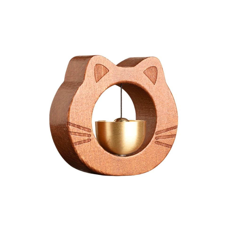 猫のドアベル マグネット式 ドアチャイム かわいい猫ベル 玄関ベル 冷蔵庫ベル ドア開閉チャイム 装飾風鈴 インテリア雑貨 新築祝い ギフト 安心してご購入ください(具体的な製品寸法については寸法図をご参照ください) (ブラウン)|H&B JAPAN