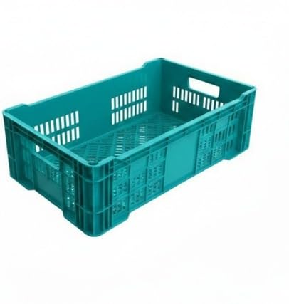 プラスチック折りたたみバスケット 4個セット 42 グリーン メッシュ構造 スタッキング可能 果物野菜収納 スーパーディスプレイ 収納コンテナ 折り畳み式 大型 (,グリーン)|H&B JAPAN