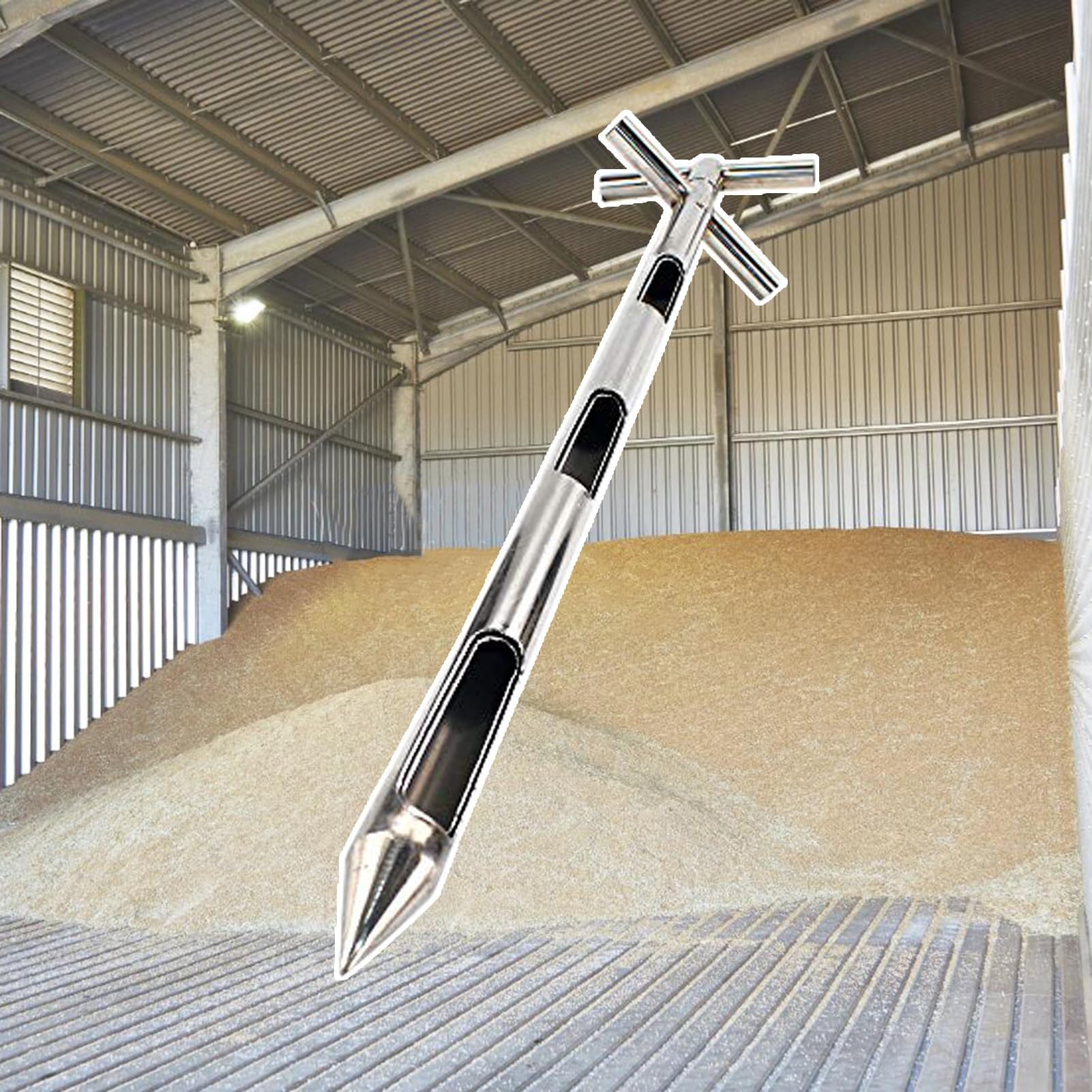 メタルグレインプローブサンプラー、米、トウモロコシ、小麦、大豆用の3つのスロット付き二層 - ロータリーハンドルソリッド顆粒サンプリングツール｜H＆B JAPAN
