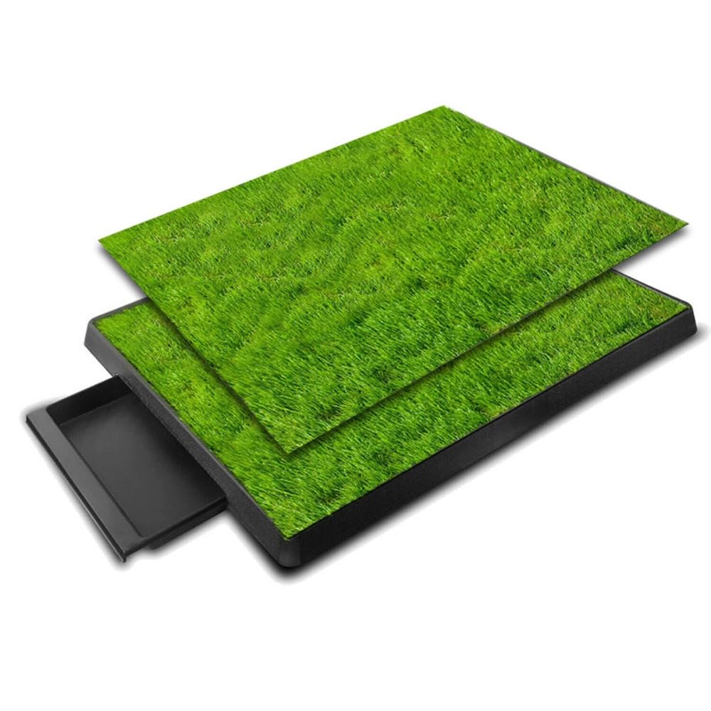 犬用トイレ ペット芝生キット セパレート プラスチック 人工芝マット ペットシート (20*25,トレイ + 芝生マット2枚セット)|H&B JAPAN