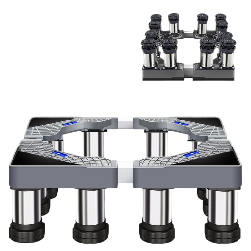 洗濯機用サポートフレーム。ステンレス製の支柱と耐衝撃性樹脂製のフレームを採用。幅(40~60)、高さ(3)は調節可能。耐衝撃性、防カビ性、防錆性に優れています。サポート脚は4本、8本、12本から選択可能。冷蔵庫や洗濯機の昇降台に最適です。 (12本の足,高さ23~26)|H&B JAPAN