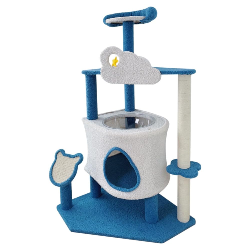 大型猫用クライミングフレーム、サイザル麻、爪とぎポスト、ヴィラジャンププラットフォーム、キャットタワー、省スペース|H&B JAPAN