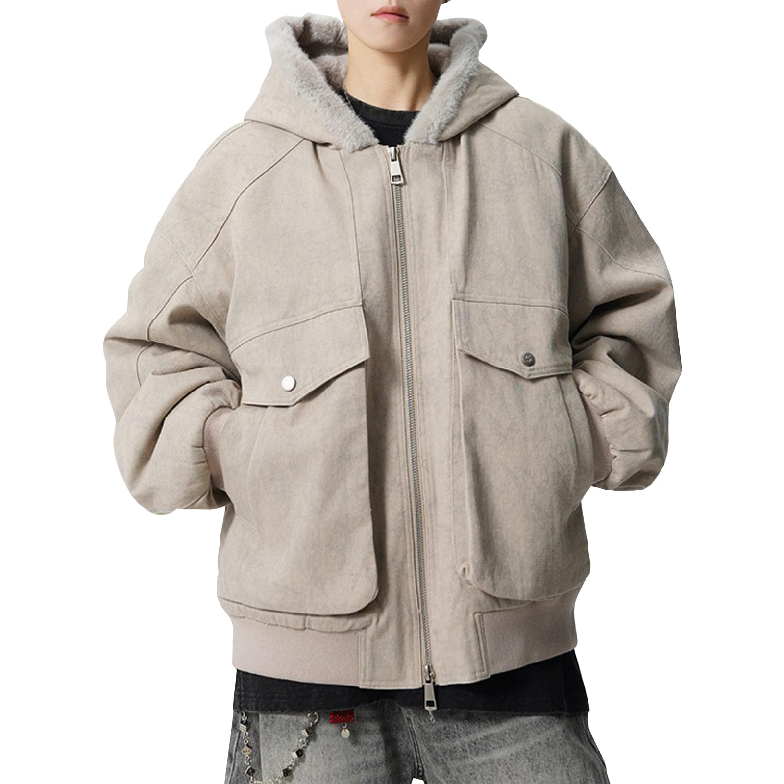 [e] 中綿ジャケット メンズ フード付き 綿服 カジュアル アウター ジャケット 中綿コート 厚手 保温 暖かい 防風 着脱簡単 冬服 シンプル おしゃれ アウトドア 登山 防寒着 普段着 秋冬 防寒対策 男女兼用 高校生｜H＆B JAPAN