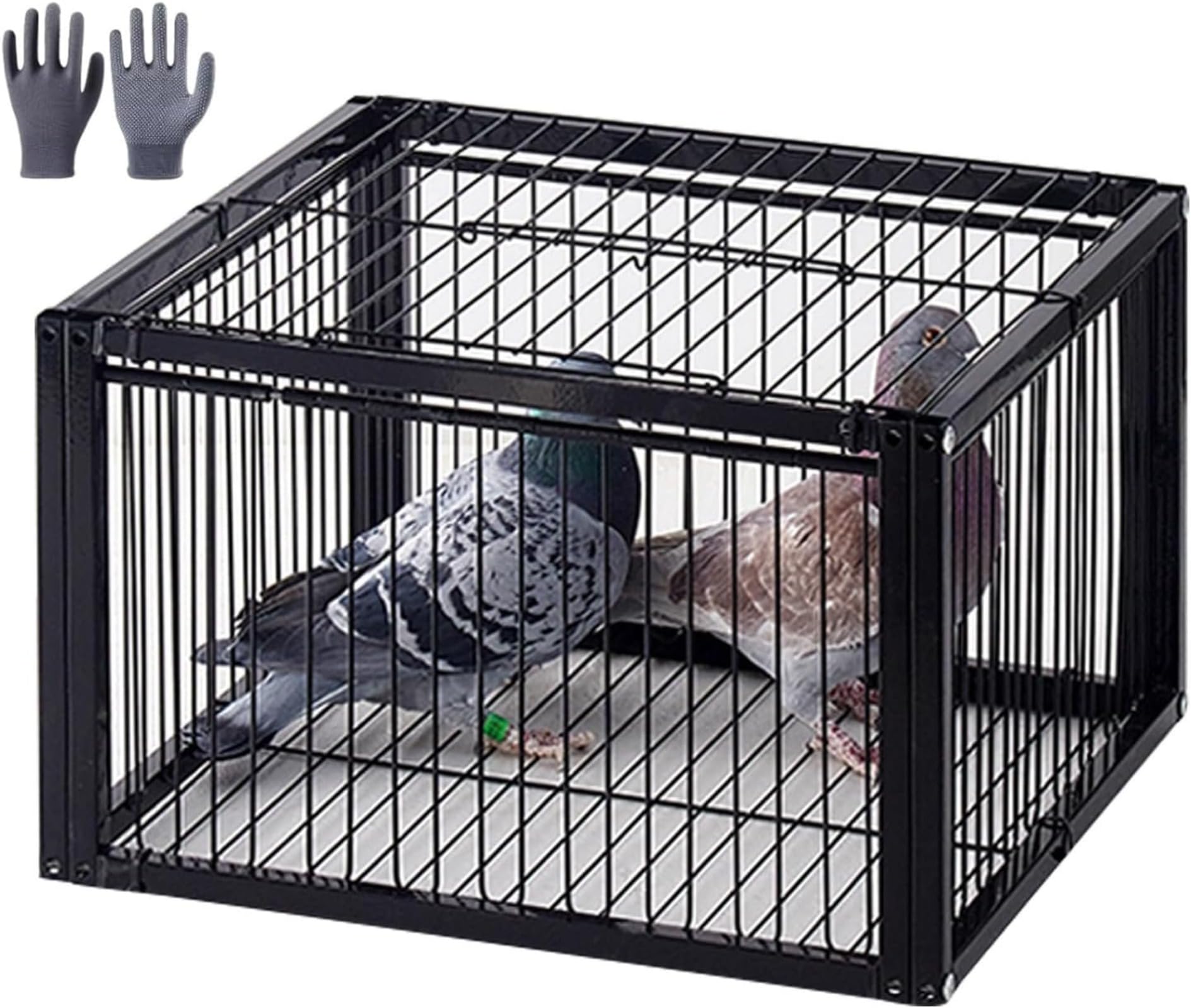 鳥捕獲器 バードトラップ 鳩かご 脱出防止デザイン 一方通行入り口 ハト小屋 自動鳥捕り機 天窓付き カラス対策 鳥害対策 屋外用 組み立て簡単 ケージ (444026) (934026)｜H＆B JAPAN
