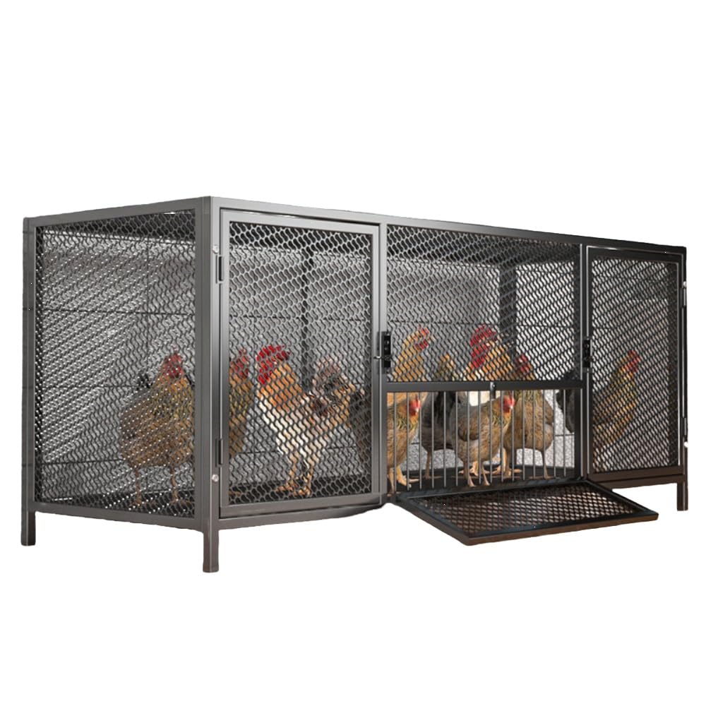 鶏小屋 大型 屋外用 家庭用 イタチ対策 メッシュケージ 150×58×60 黒|H&B JAPAN