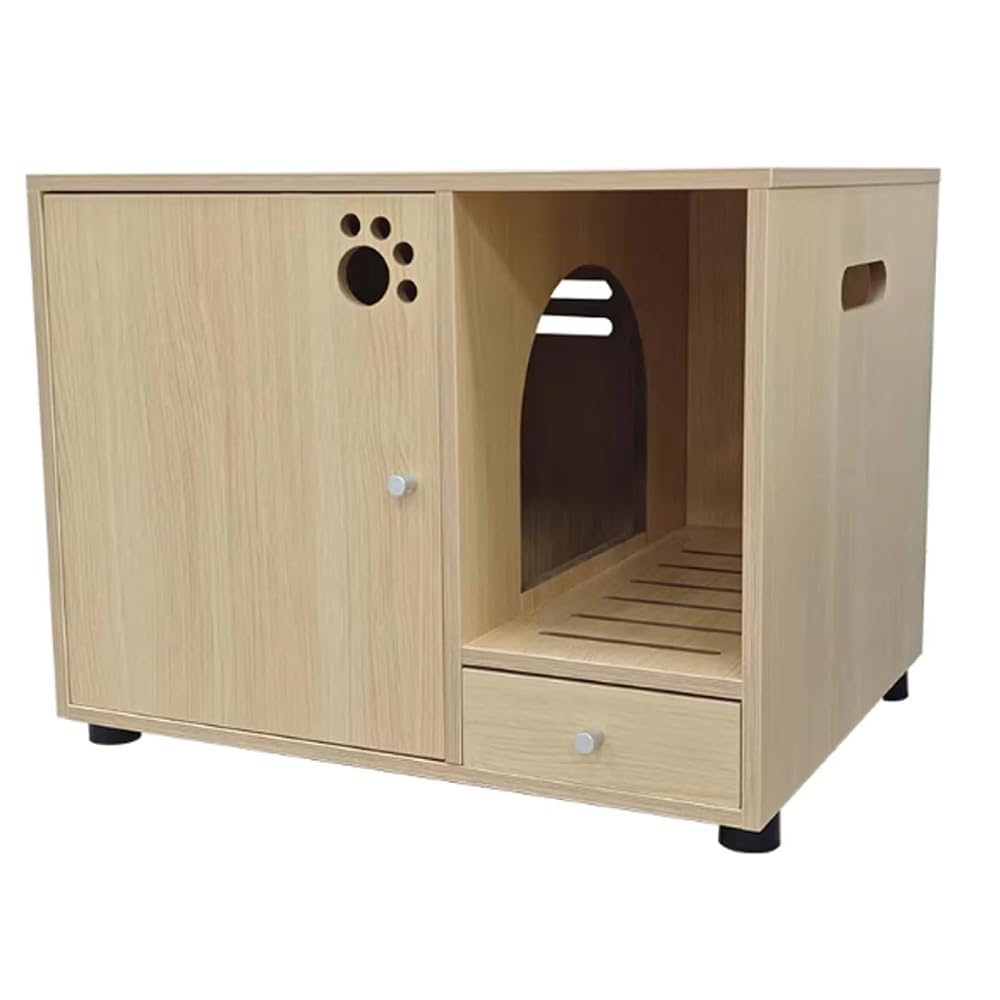 猫トイレエンクロージャーサイドテーブル、木製屋内猫ハウス家具、2--1猫洗面所キャビネット、リビングルーム用の高い脚 (68/26.7)|H&B JAPAN