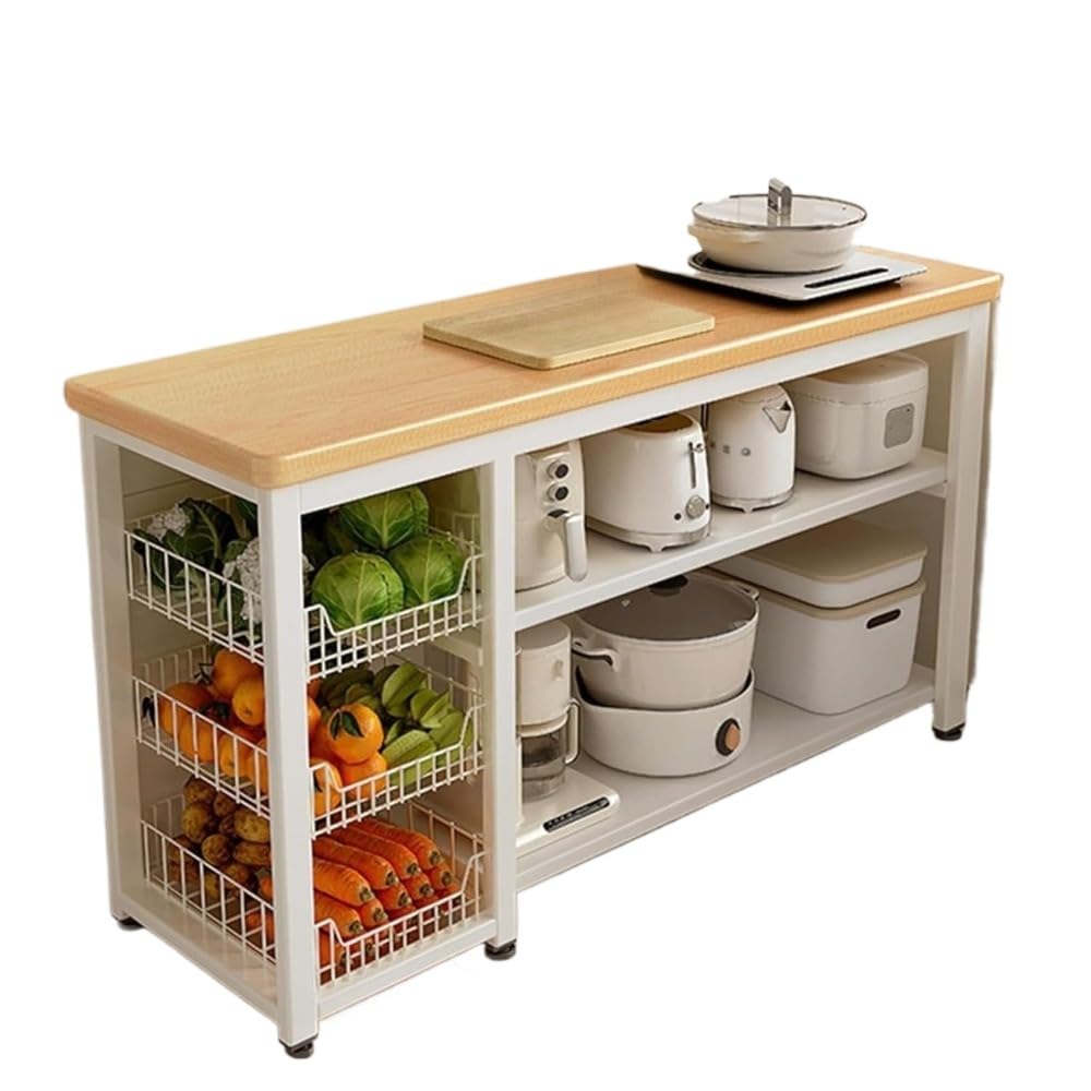 大きな作業台 レンジ台 ラック 3段 キッチンテーブル 厚い手 安定したスチール構造 耐荷重 組み立てが簡単 フルーツ 野菜 スパイス 調味料収納 省スペース 多機能家庭用 (長い120) [並行輸入品]｜H＆B JAPAN 29,711円