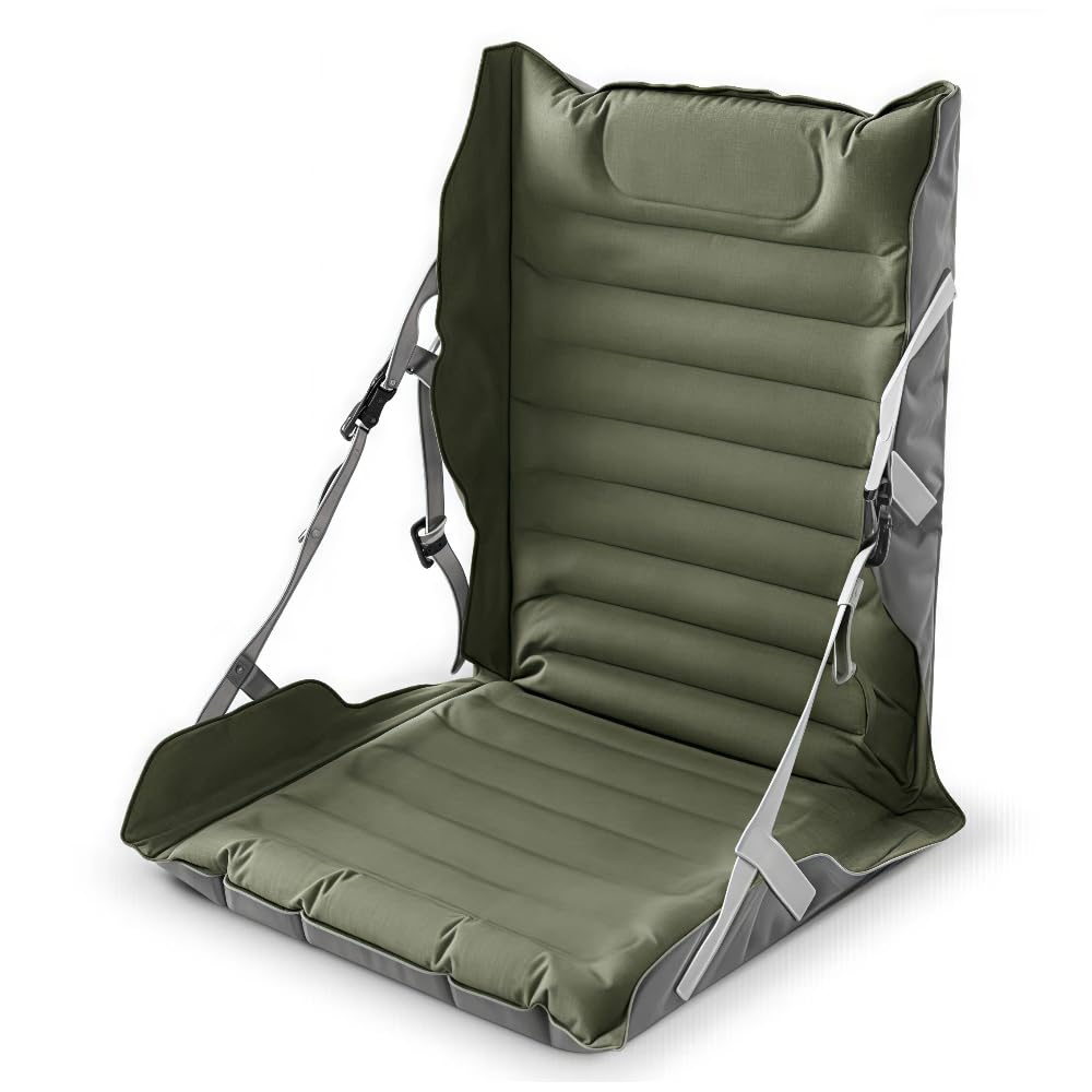 空気クッションチェアアウトドア折りたたみ用小型シートシートバック付きとインドア使用に適し30秒膨張足踏み式登山/海水浴/日光浴/キャンプなどに適しています (ジャングルグリーン) []｜H＆B JAPAN