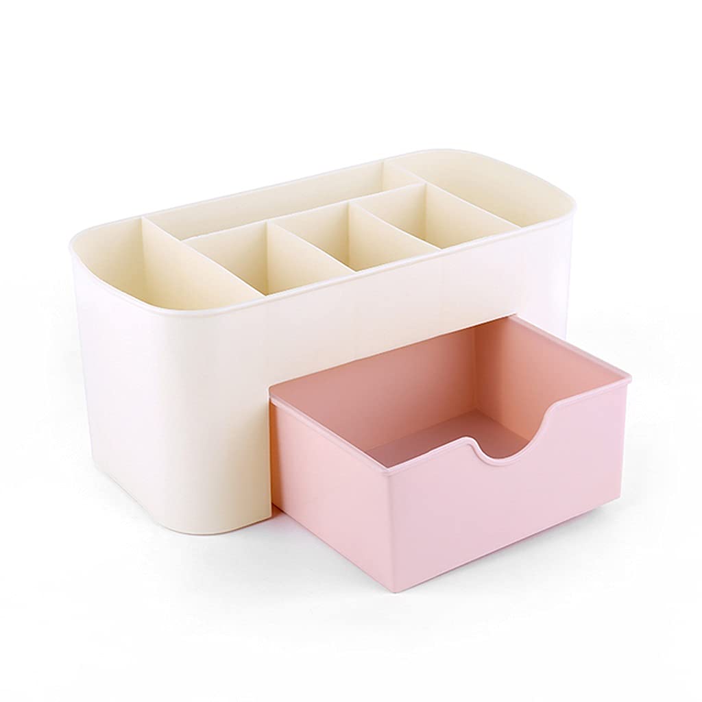 1 3色ポータブルデスクトップ収納ボックスプラスチックはさみオーガナイザージュエリーマニキュアペンメイクブラシキットコンテナツール(カラー:ライトブルー)(ピンク)｜H＆B JAPAN