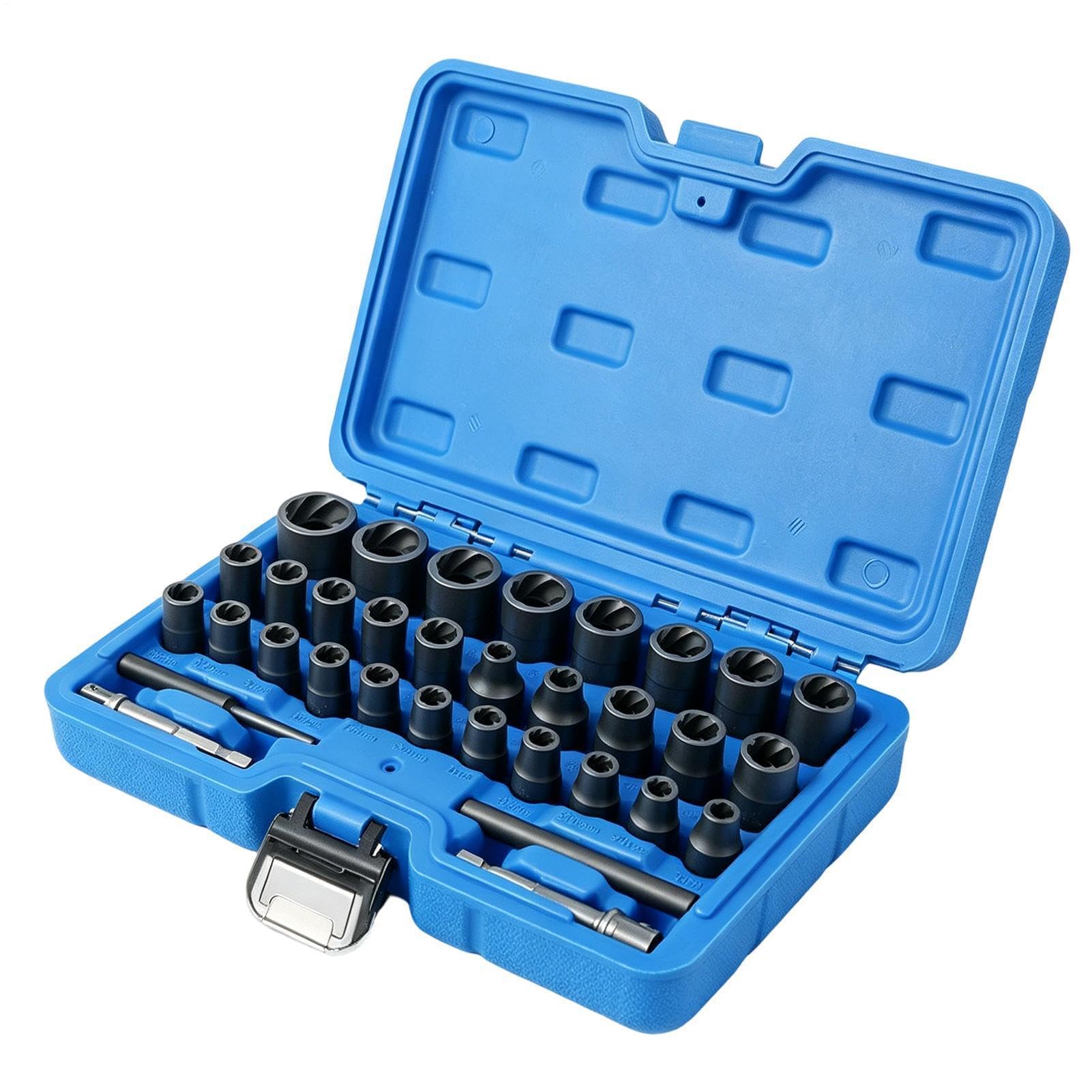 破損ボルト抜き取りキット,ユニバーサルナット除去工具 33ピース | ナット外し工具 | サビた丸ナメた固着ファスナー用 シャーシ トラクター バイク|H&B JAPAN