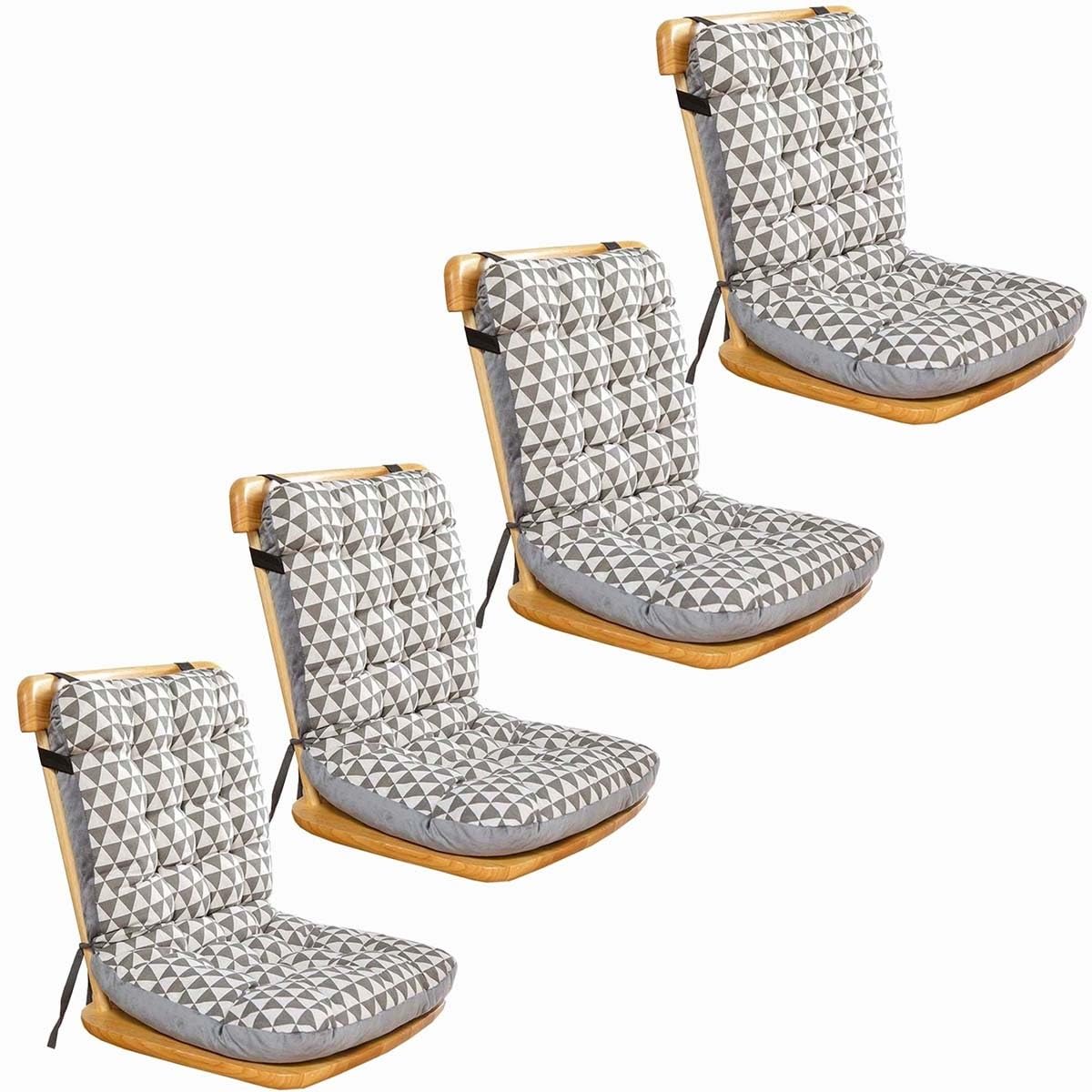 ハイバックチェアクッション 4個セット - 厚みのあるオフィス&;ダイニングルームシートパッド 紐付き 屋内/屋外で快適 特大 (7 453557)｜H＆B JAPAN