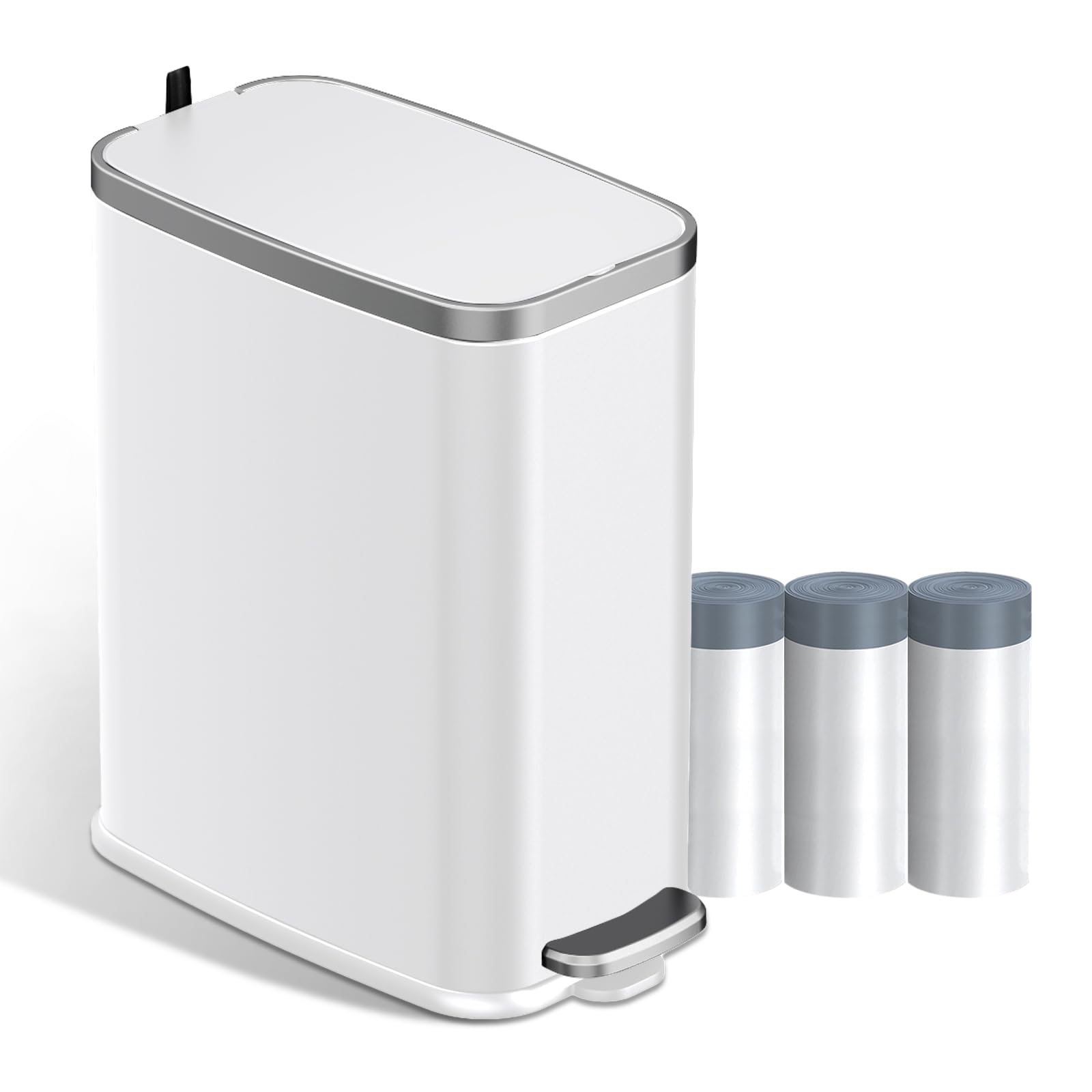 ゴミ箱 おしゃれ 蓋付き 6L スリム ステンレス ペダル式 小型 ごみ箱 1.6ガロン 密閉 防臭 静音 ソフトクローズ 持ち手付き インナーボックス付 丸洗い サニタリーボックス キッチン リビング 洗面所 トイレ 寝室 インテリア シ｜H＆B JAPAN