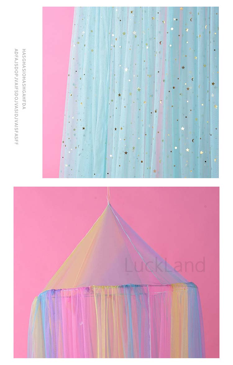 市場 モスキートネット 吊り下げ 子供部屋 スリーピングカーテン 虹色 寝具 ベッド帳 蚊帳 ベッド飾り