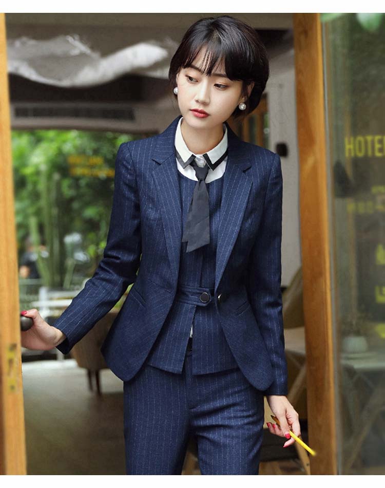 今だけスーパーセール限定 4点セット スーツセット セットアップ スーツ レディース 上下セット シャツ ワイシャツ 白 ホワイト ジャケット ベスト 長ズボン スカート スーツジャケット ネクタイ付き 長袖 ストライプ柄 着痩せ 体型カバー 大きいサイズ フォーマルウェア