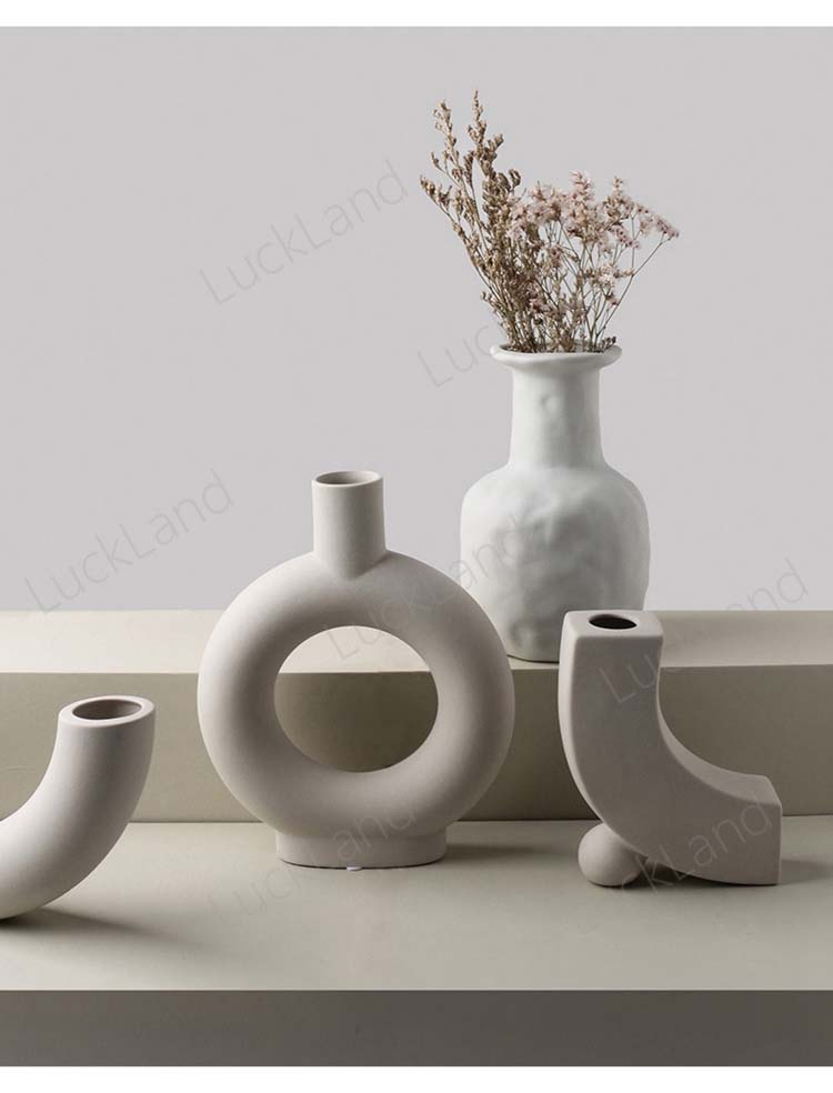 芸術 不規則 花瓶 フラワーベース 陶器 フラワーベース 一輪挿し 灰色