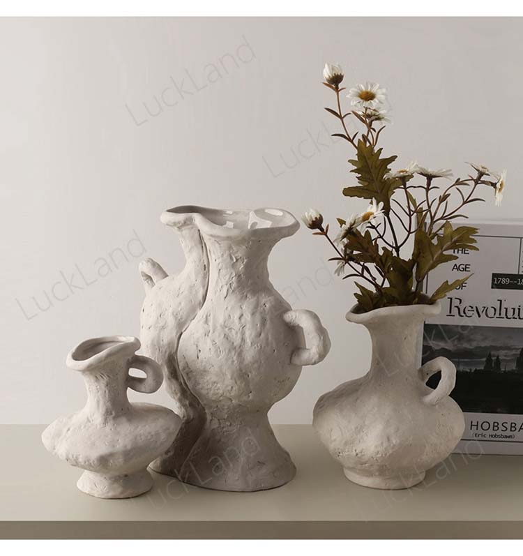 芸術 不規則 花瓶 フラワーベース 陶器 フラワーベース 一輪挿し 灰色