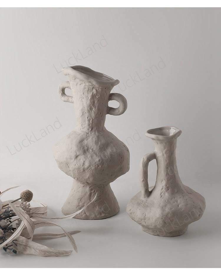 芸術 不規則 花瓶 フラワーベース 陶器 フラワーベース 一輪挿し 灰色