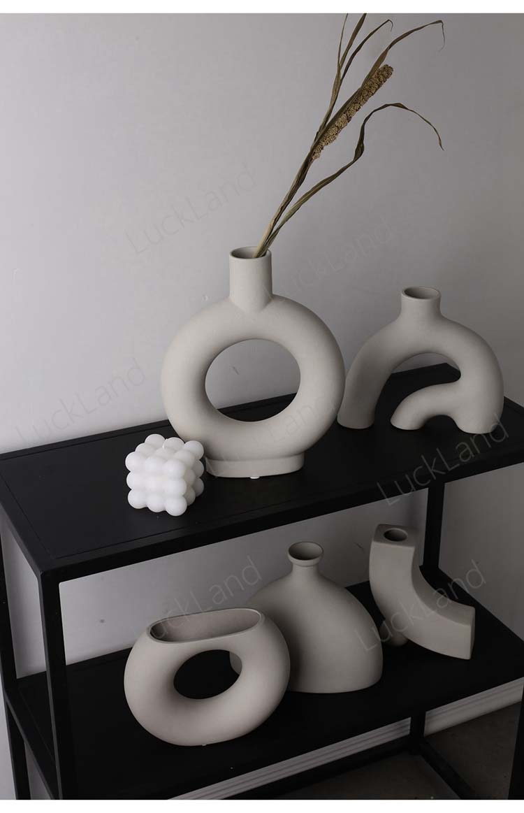 芸術 不規則 花瓶 フラワーベース 陶器 フラワーベース 一輪挿し 灰色