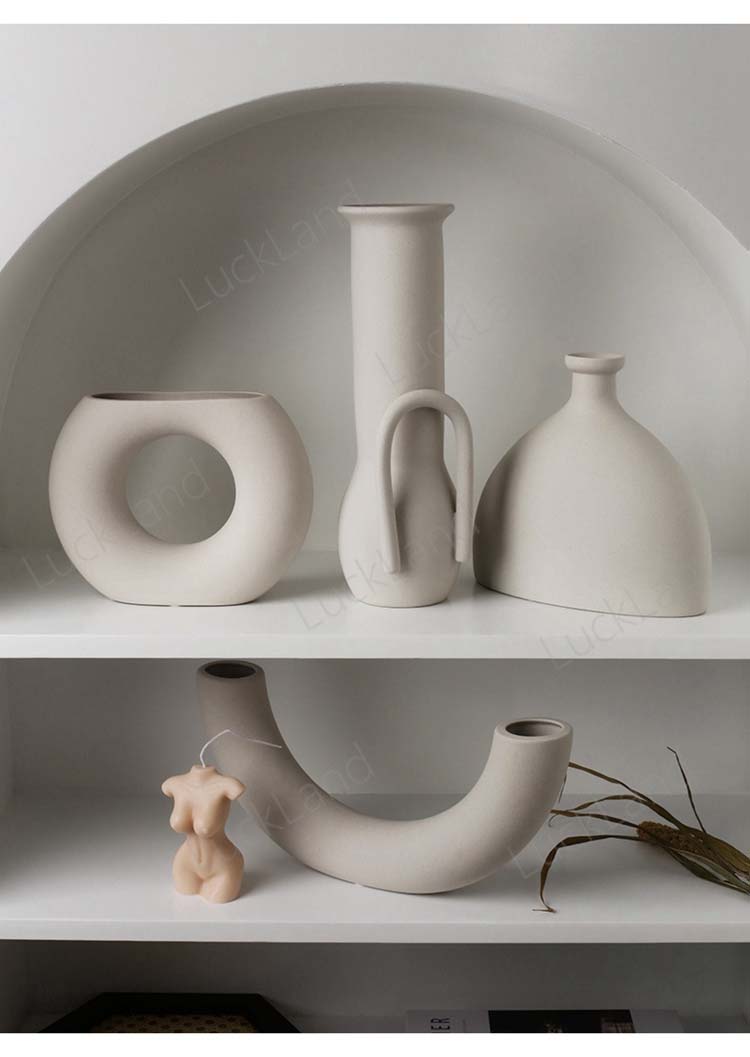 芸術 不規則 花瓶 フラワーベース 陶器 フラワーベース 一輪挿し 灰色