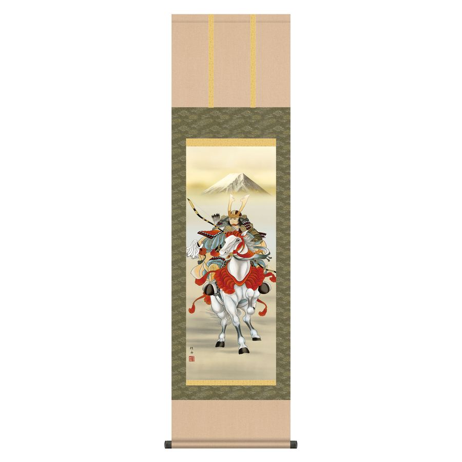 掛軸 三幸 端午の節句掛軸 白馬武者 尺三 KZ1MF2-059 長江桂舟