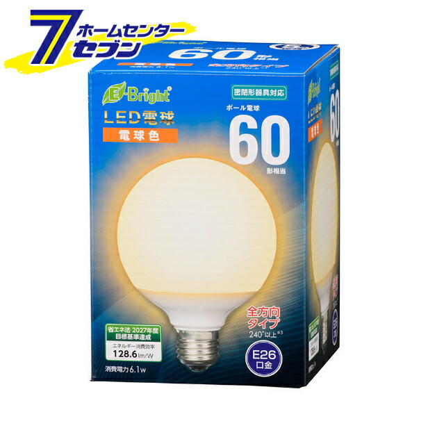楽天市場】ELPA LED電球 60W相当 電球色 LDG7L-G-G2104 ［E26