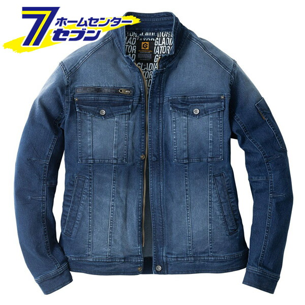 コーコス信岡 デニムストレッチジャケット (インディゴ) SS GR-3510 [作業服 作業着 ユニフォーム ジャケット デニム ストレッチ メンズ レディース グラディエーター GLADIATOR CO-COS]