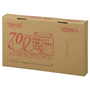 ジャパックス 容量表示入ポリ袋70L ピンクリボン 白半透明 100枚×4箱 TBP70【メーカー直送:代金引換不可:同梱不可】【北海道・沖縄・離島は配達不可】|ホームセンターセブン