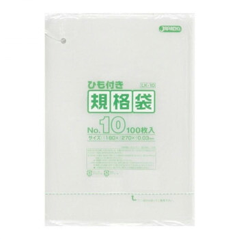 ジャパックス LD規格袋 厚み0.030mm No.10 ひも付き 透明 100枚×10冊×6箱 LK10【メーカー直送:代金引換不可:同梱不可】【北海道・沖縄・離島は配達不可】|ホームセンターセブン