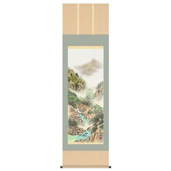 中山雪頓 掛軸(尺五) 「彩色山水」 13418【メーカー直送:代金引換不可:同梱不可】【北海道・沖縄・離島は配達不可】|ホームセンターセブン