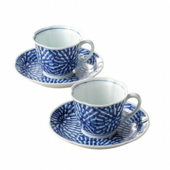波佐見焼 タコ唐草絵(手描) 珈琲碗皿2客揃 007-243M 5360-021【メーカー直送:代金引換不可:同梱不可】【北海道・沖縄・離島は配達不可】