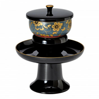 高茶台セット 九谷焼茶碗付 5.0寸 黒(フチ金)/青粒鉄仙 530750027w091【メーカー直送：代金引換不可：同梱不可】【北海道・沖縄・離島は配達不可】