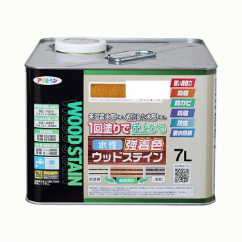 アサヒペン　木部塗料　水性強着色ウッドステイン　7L　ライトオーク　防カビ　防虫　防藻　撥水【メーカー直送：代金引換不可：同梱不可】【北海道・沖縄・離島は配達不可】 8,793円