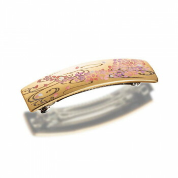 まえじゅう漆器 漆芸バレッタ長角(小) 舞桜(G)桐箱入 6X-102【メーカー直送：代金引換不可：同梱不可】【北海道・沖縄・離島は配達不可】