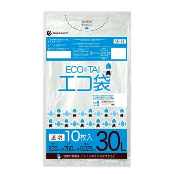 ECO TAI エコ袋 30L LN-33 透明 10枚×100冊【メーカー直送:代金引換不可:同梱不可】【北海道・沖縄・離島は配達不可】|ホームセンターセブン