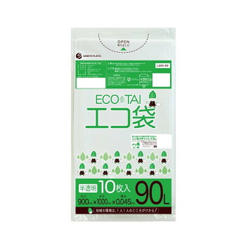 ECO TAI エコ袋 90L LMN-94 半透明 10枚×30冊【メーカー直送:代金引換不可:同梱不可】【北海道・沖縄・離島は配達不可】|ホームセンターセブン