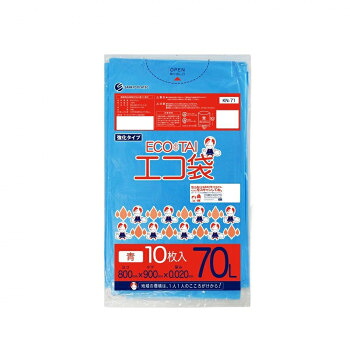 ECO TAI　エコ袋　70L KN-71 青 10枚&times;60冊【メーカー直送：代金引換不可：同梱不可】【北海道・沖縄・離島は配達不可】｜ホームセンターセブン
