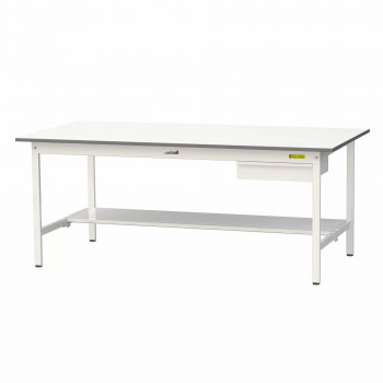 山金工業(YamaTec) SUP-1890UT-WW ワークテーブル150シリーズ 固定式 キャビネット付 (H740mm) 1800&times;900mm (半面棚板付)【メーカー直送：代金引換不可：同梱不可】【北海道・沖縄・離島は配達不可】｜ホームセンターセブン