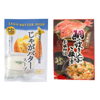みなり 鯛の炊き込みご飯の素(1合用×2)お吸い物(3)付・じゃがバタースープ(11.0g×8) 各15個セット【メーカー直送:代金引換不可:同梱不可】【北海道・沖縄・離島は配達不可】|ホームセンターセブン