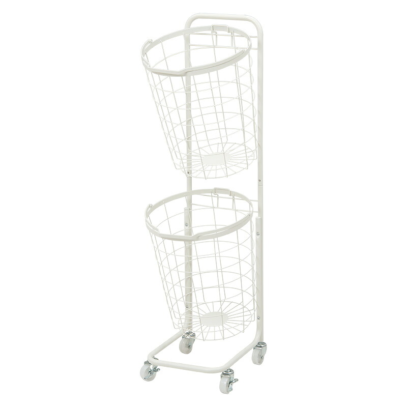 【ポイント10倍】2段ランドリーラック (約)幅34.5×奥行39×高さ108cm KR-3972WH 萩原【ポイントUP:2026年4月4日20:00~4月10日 01:59まで】