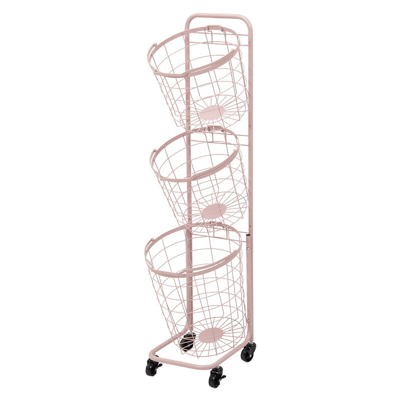 【ポイント10倍】３段ランドリーラック (約)幅34.5×奥行39×高さ124cm KR-3973PI 萩原【ポイントUP:2026年4月4日20:00～4月10日 01:59まで】