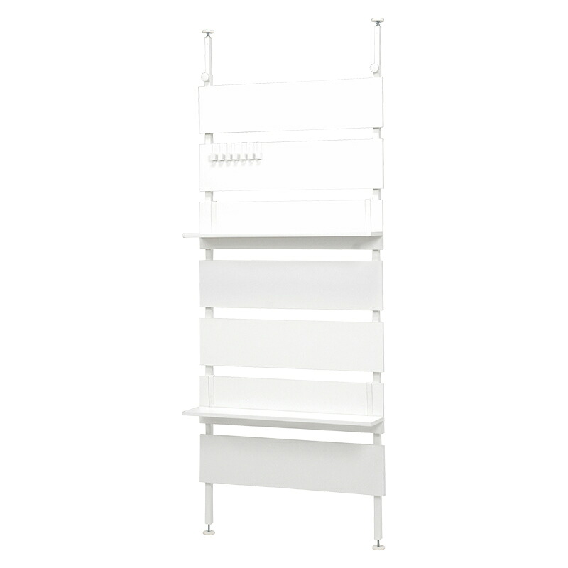 【ポイント10倍】突っ張りウォールラック (約)幅80×奥行21.5×高さ200~265cm KTR-3148WH 萩原【ポイントUP:2026年7月19日20:00~7月26日 1:59まで】|ホームセンターセブン