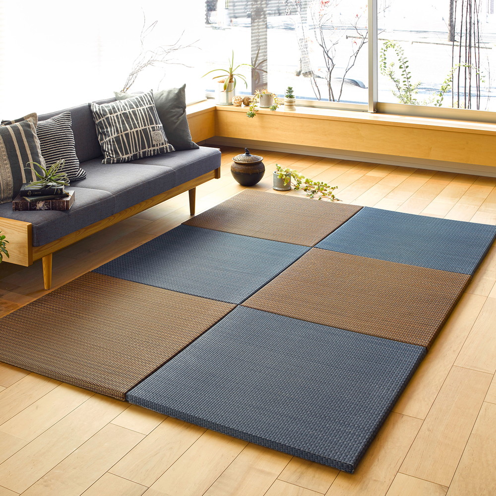 畳　7枚 楽天市場】アジアンテイストの軽量置き畳 南風 ネイビー サイズ82×82