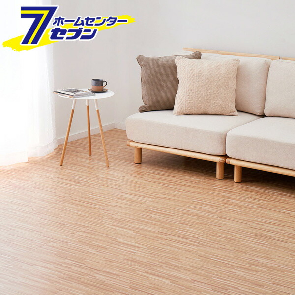 貼ってはがせる ウッド調 フロアタイル アミダベージュ 91.4×15.2×0.3cm（72枚入り） 81955966 萩原 [貼ってはがせる 吸着タイプ 軽量 カッターで切れる 接着剤不要 敷くだけ 木目調 床 敷物 賃貸 DIY]