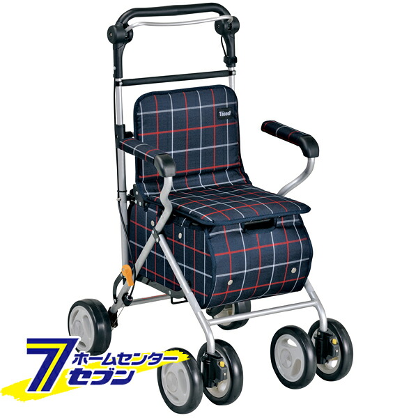 シルバーカー テイコブ ST07 格子紺 ST07-NV [シニア 高齢者 お散歩 歩行補助 座れる 収納 幸和製作所] 15,291円