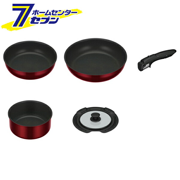 取っ手のとれるフライパン 5点セット IH/ガス KSD-5A-DR [フライパンセット 食洗機 調理器具 サーモス]