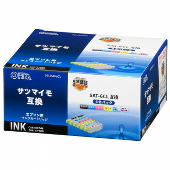 OHM エプソン互換インクカートリッジ サツマイモ 6色パック INK-ESAT-6CL【メーカー直送：代金引換不可：同梱不可】【北海道・沖縄・離島は配達不可】